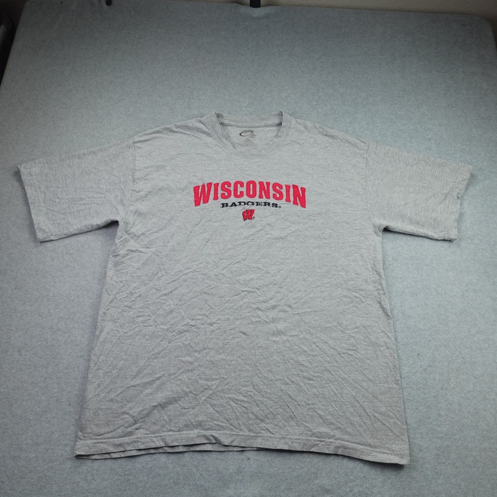 Wisconsin Badgers T Shirt Mens XL Gray Collegiate NCAA Graphic Tee Cadre